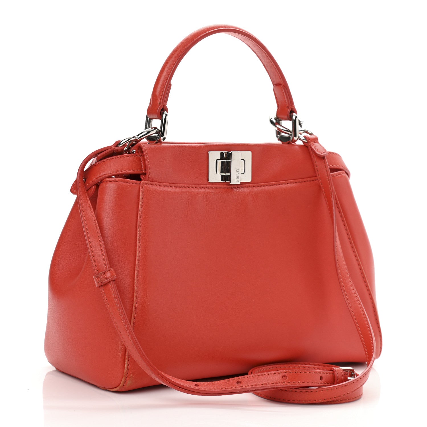 Fendi Nappa Mini Peekaboo Iconic Satchel Papavero 3 of 15