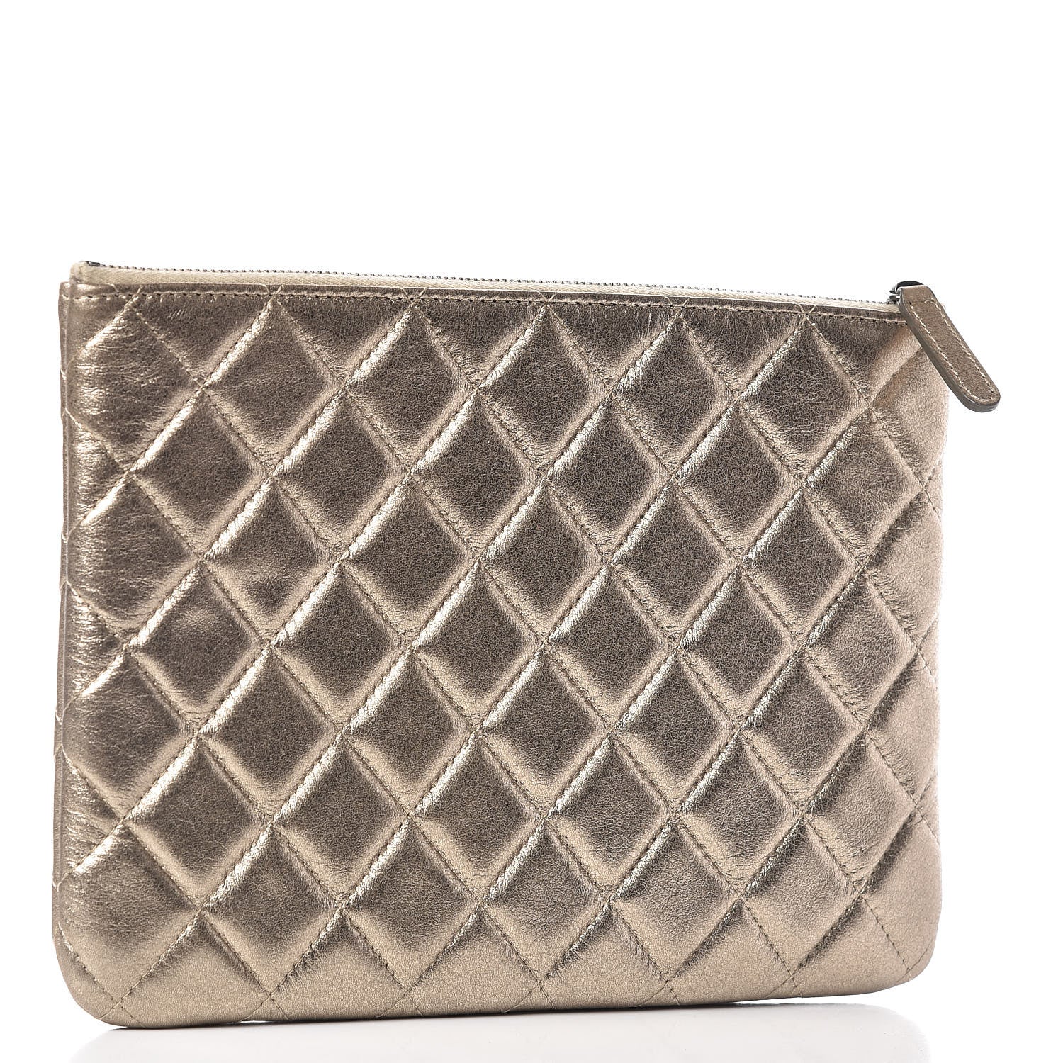 Chanel Metallic Lambskin Quilted Medium Cosmetic Case Gold 3 of 8