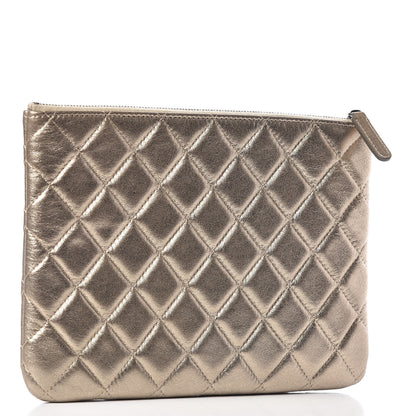 Chanel Metallic Lambskin Quilted Medium Cosmetic Case Gold 3 of 8