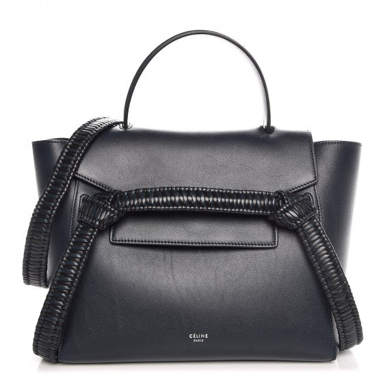 Smooth Calfskin Micro Bi-Color Braided Belt Bag Dark Sea