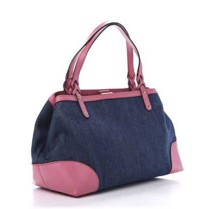 Gucci Denim Calfskin Denim Tote Pink 4 of 12