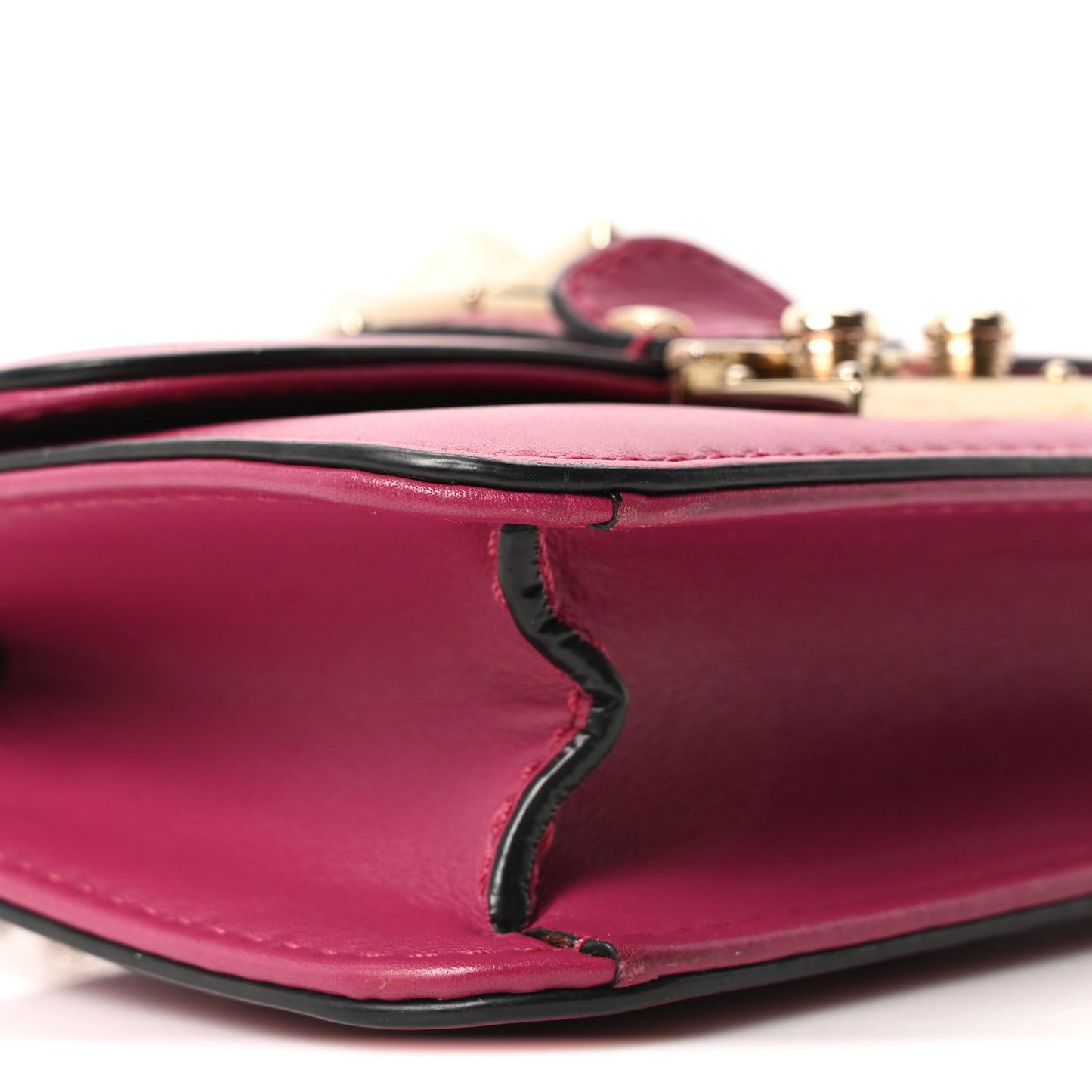 Vitello Small Glam Lock Rockstud Flap Deep Cyclamin