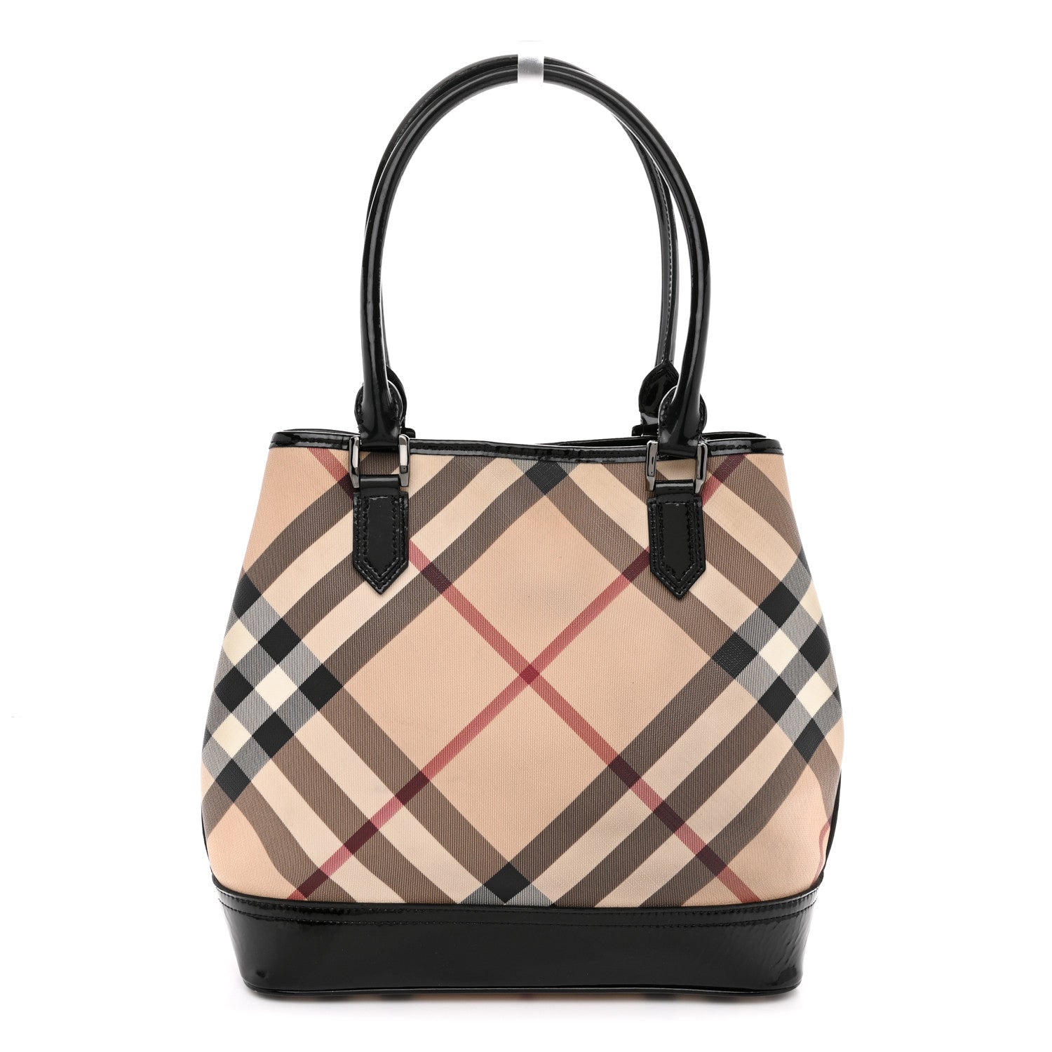 Burberry Nova Check Patent Medium Tote Black 1 of 13