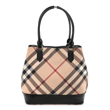 Burberry Nova Check Patent Medium Tote Black 1 of 13