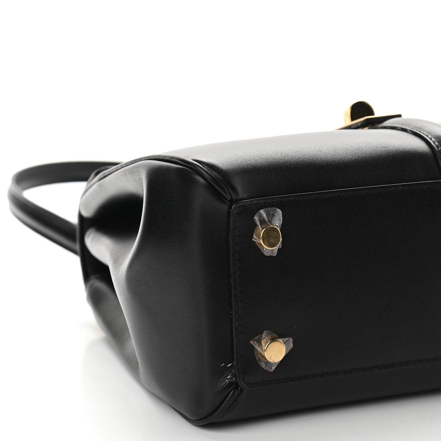 Satinated Calfskin Small 16 Top Handle Bag Black