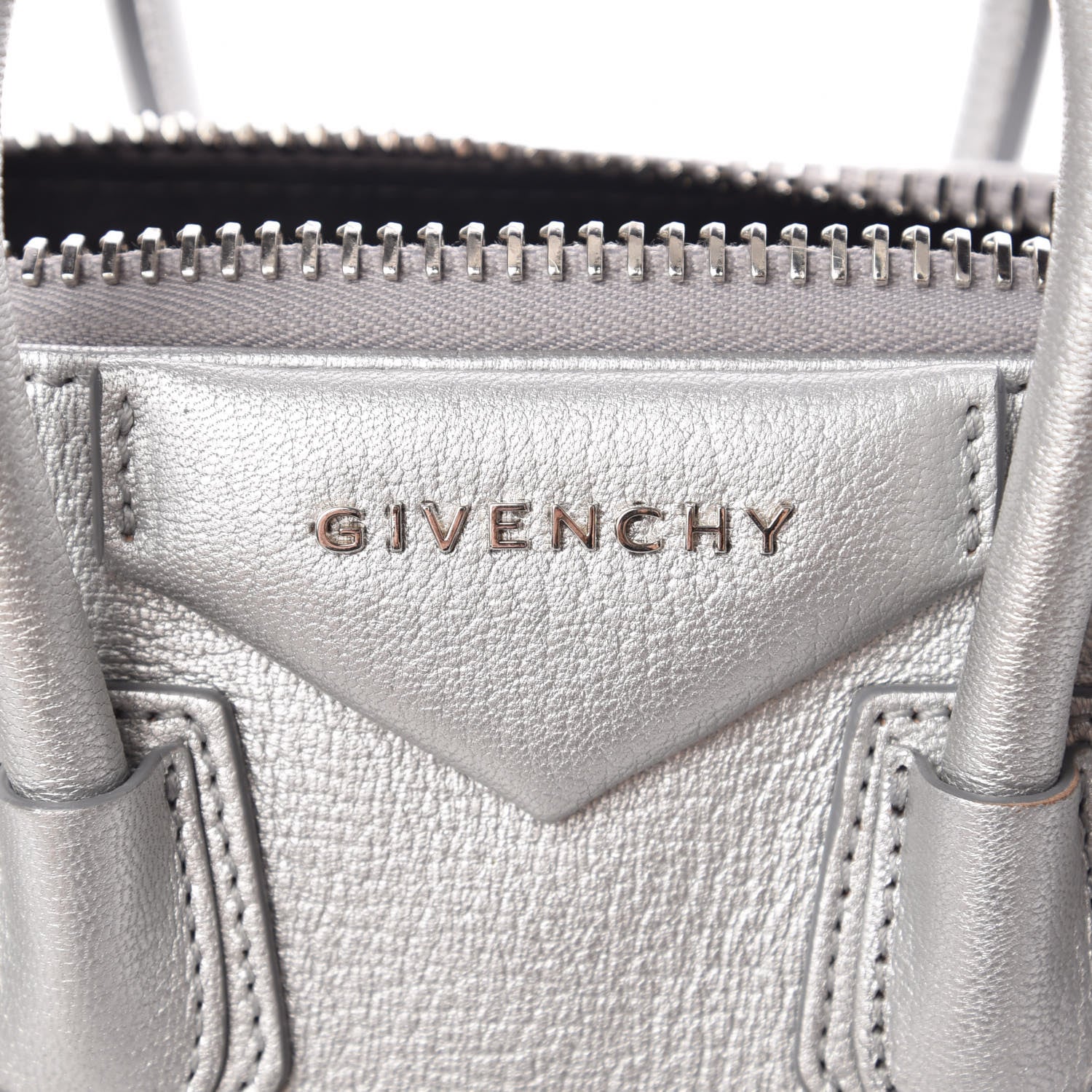 Givenchy Metallic Sugar Goatskin Mini Antigona Silver 7 of 9