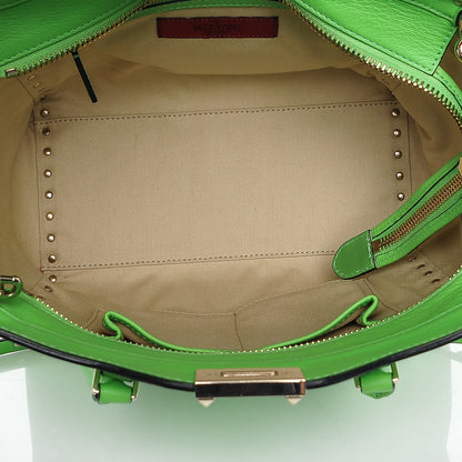 Valentino Garavani Vitello Rockstud Double Handle Tote Green Fluorescent 5 of 6