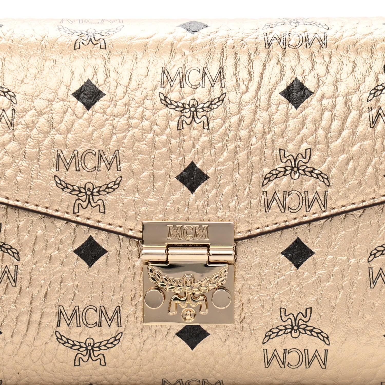 MCM Metallic Visetos Medium Millie Crossbody Bag Berlin Gold 7 of 10