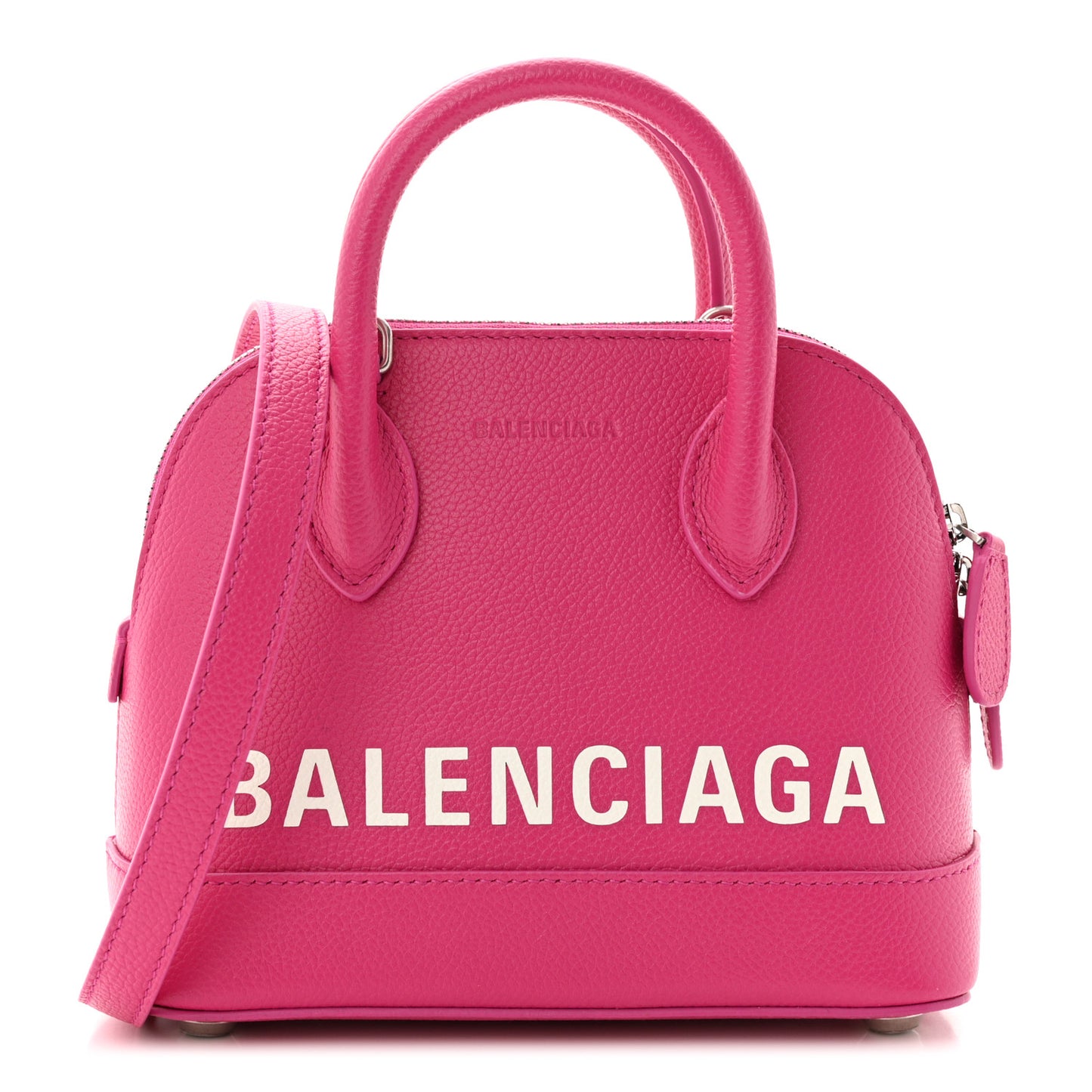 Grained Calfskin Logo XXS Ville Top Handle Bag Violet White