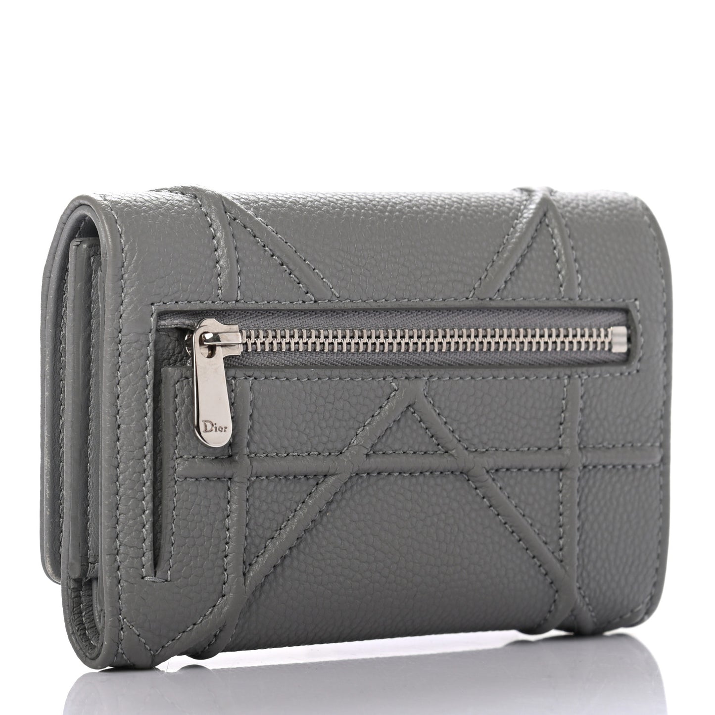 Grained Calfskin Cannage Diorama Elancee Wallet Grey