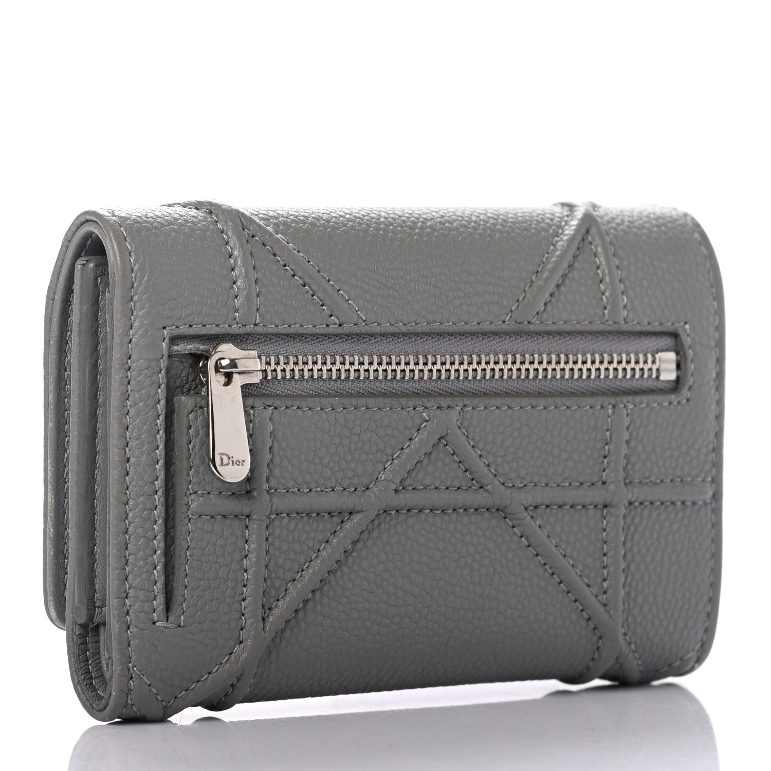 Christian Dior Grained Calfskin Cannage Diorama Elancee Wallet Grey 3 of 8