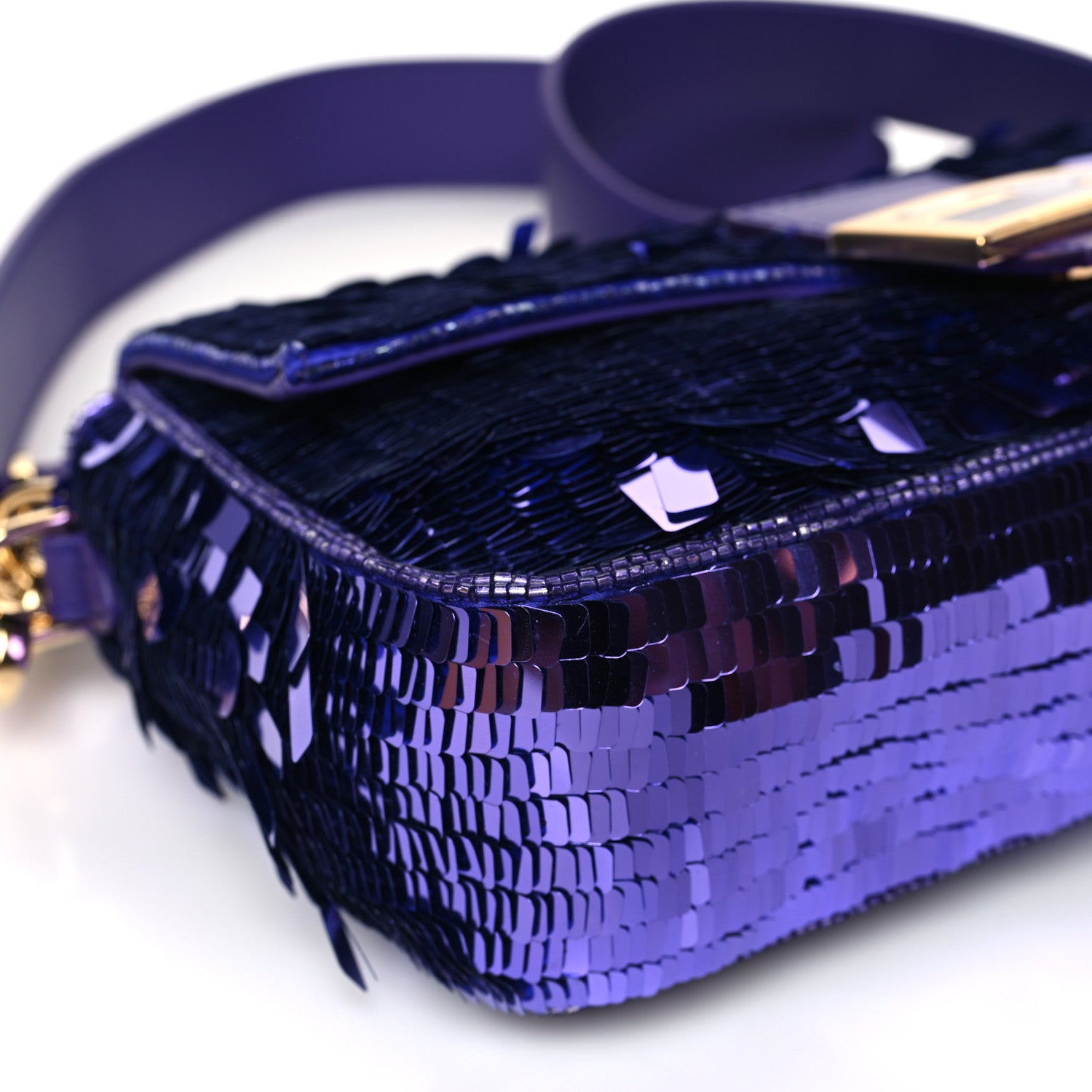 Fendi Sequin Paillettes Vitello Grace Sex and the City Baguette Viola Purple Rain 8 of 10