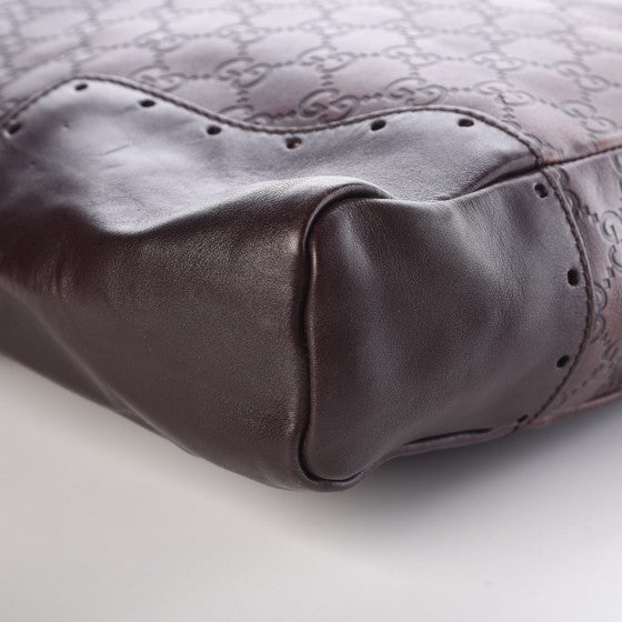 Guccissima Large Punch Top Handle Tote Dark Brown