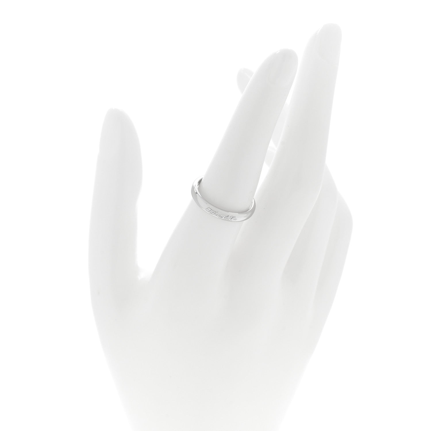 Tiffany Platinum 3mm Logo Band Ring 54 7 2 of 5
