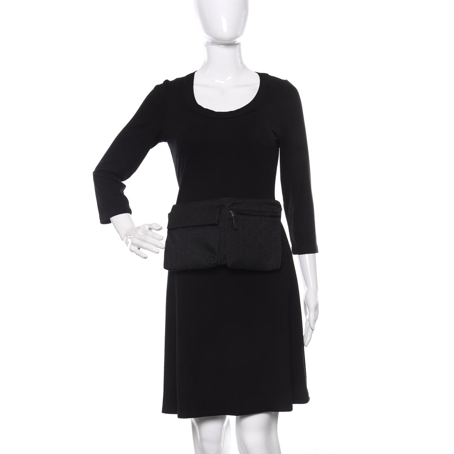 GG Monogram Double Pocket Belt Bag Black