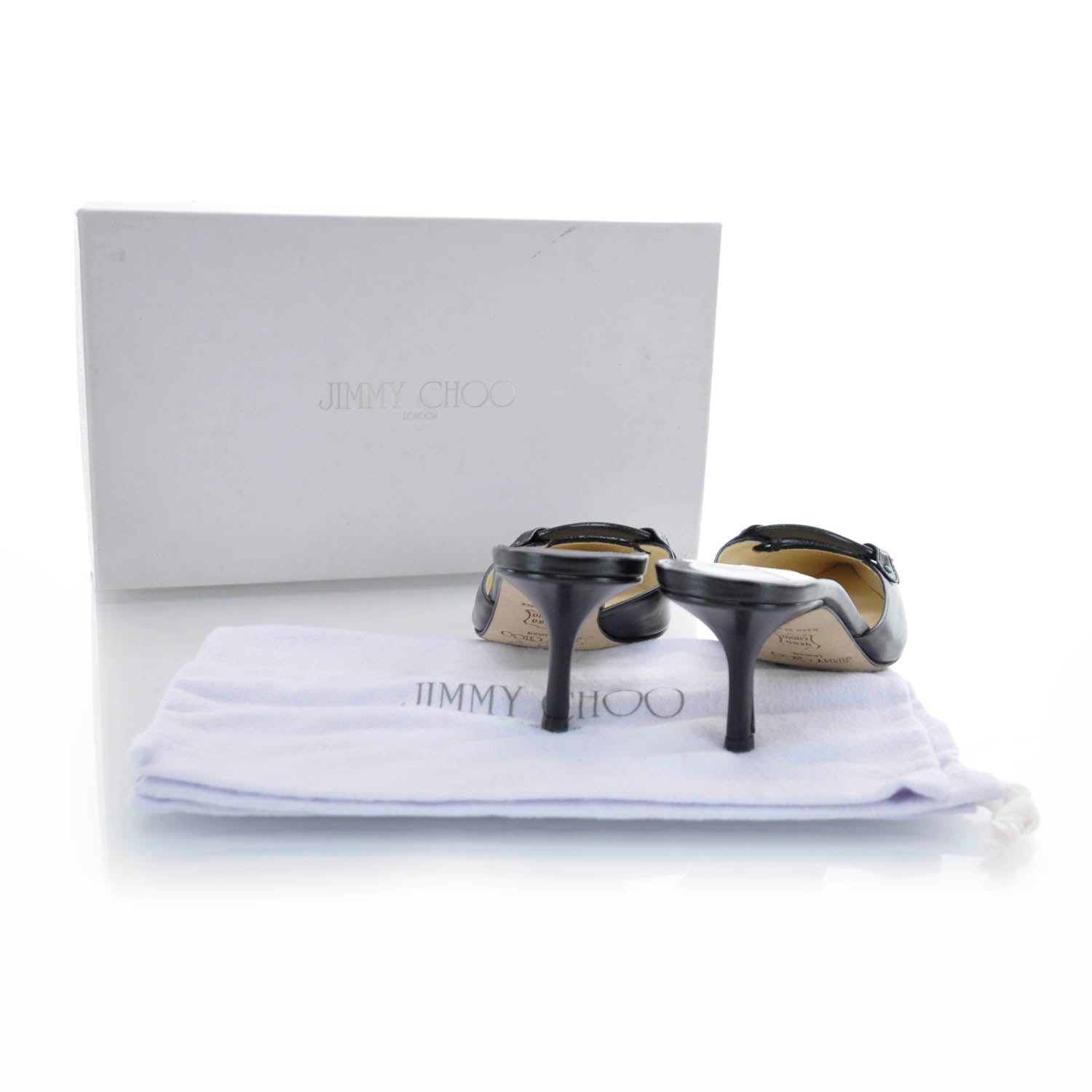 Jimmy Choo Leather Kitten Heels Slides 37 Black 2 of 6
