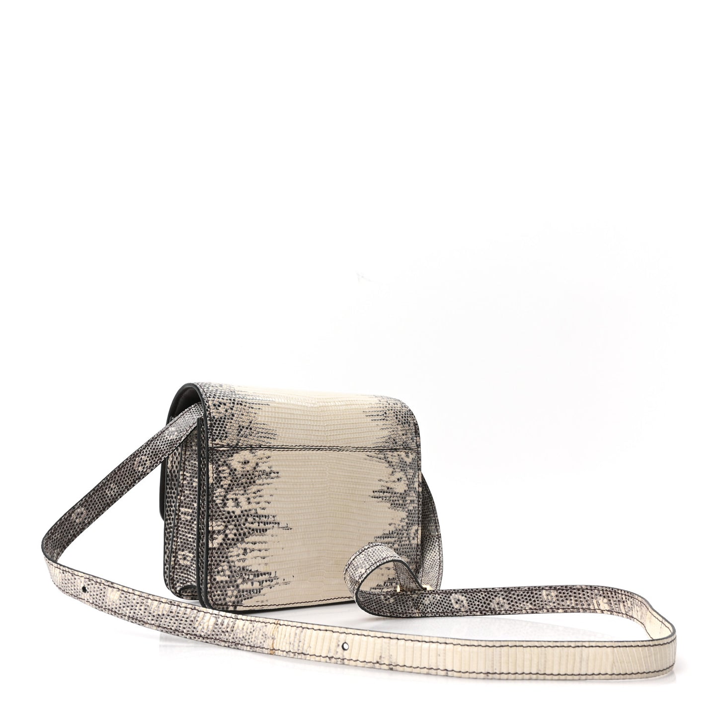 Lizard Small Classic Box Flap Bag Natural