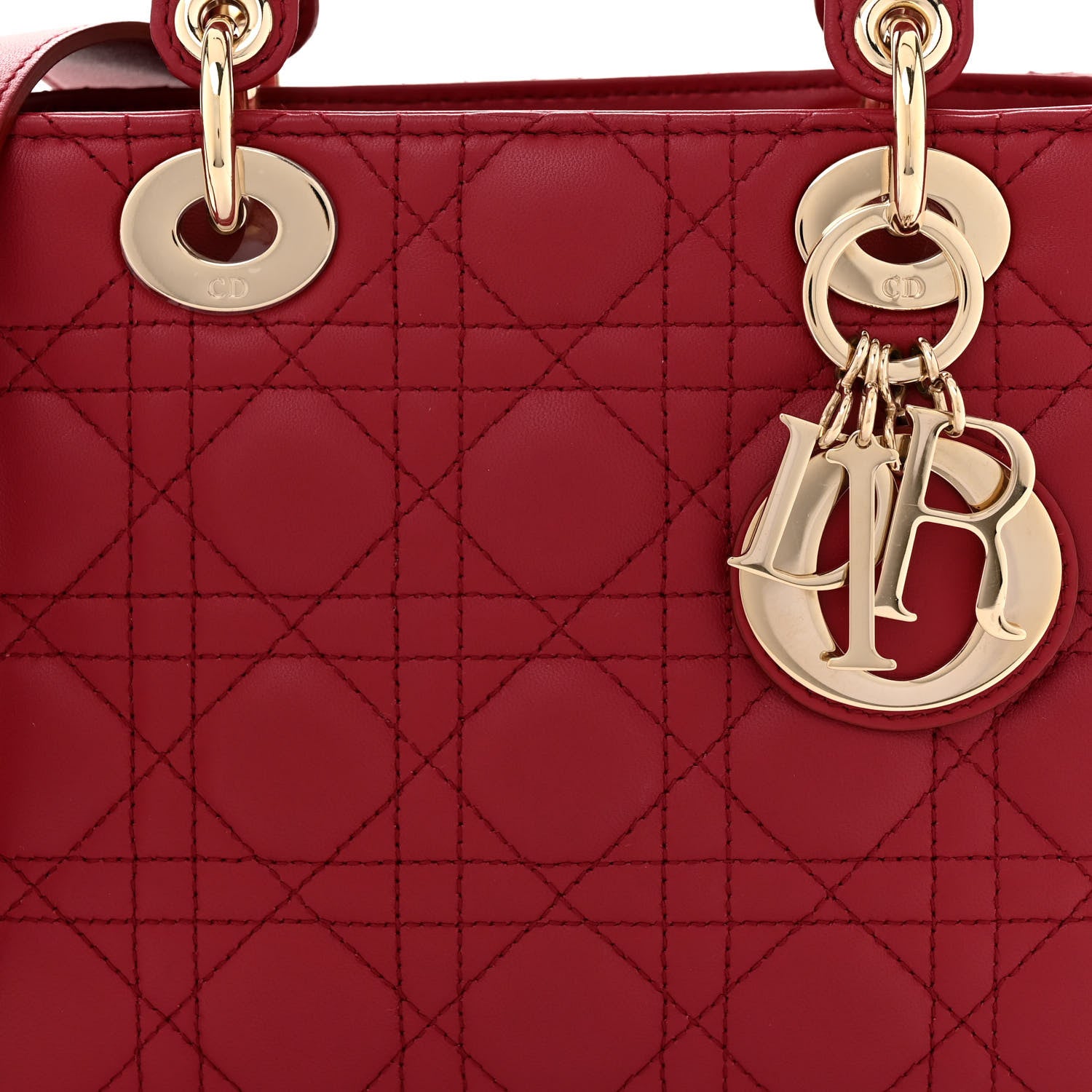 Christian Dior Lambskin Cannage Small My ABCDior Lady Dior Red 8 of 10