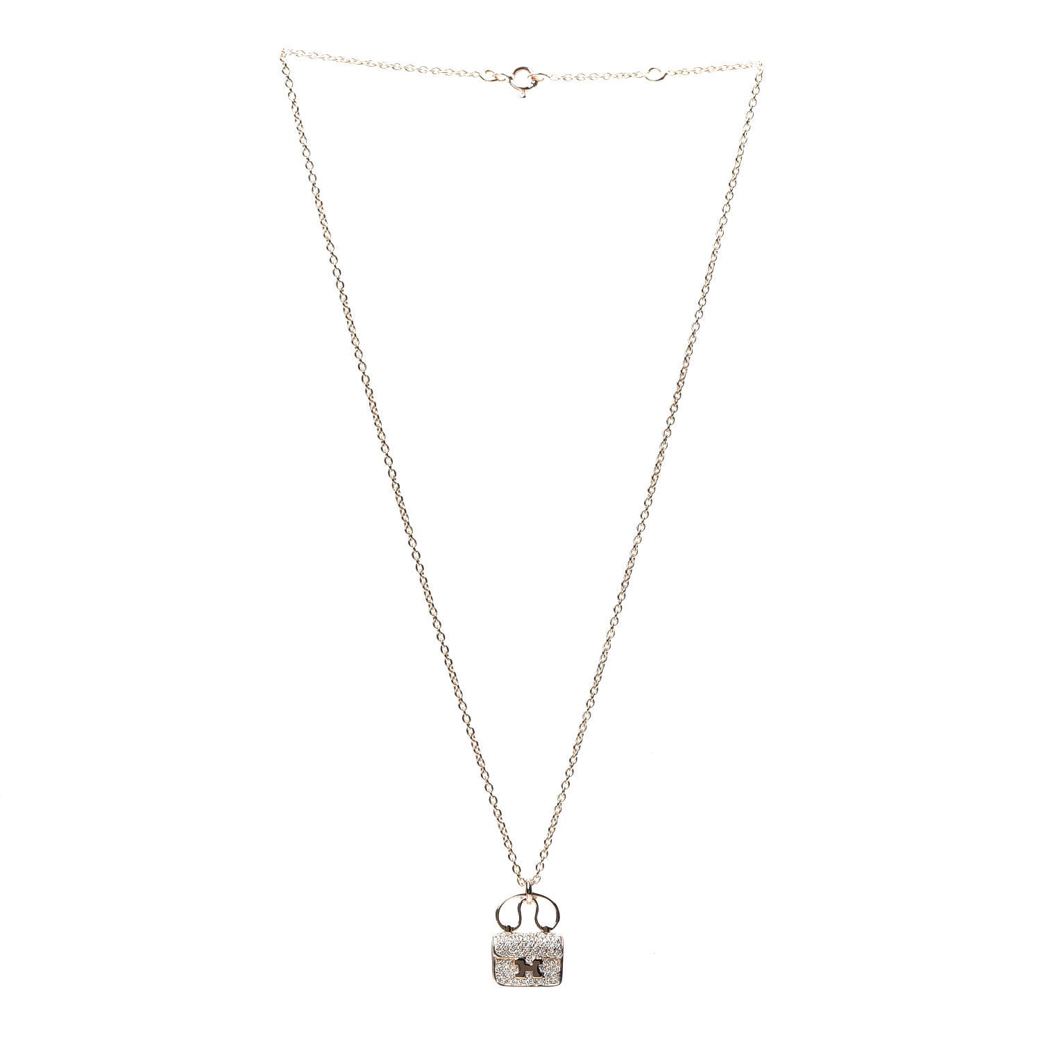 Hermes 18K Rose Gold Diamond Constance Amulette Pendant Necklace 2 of 5