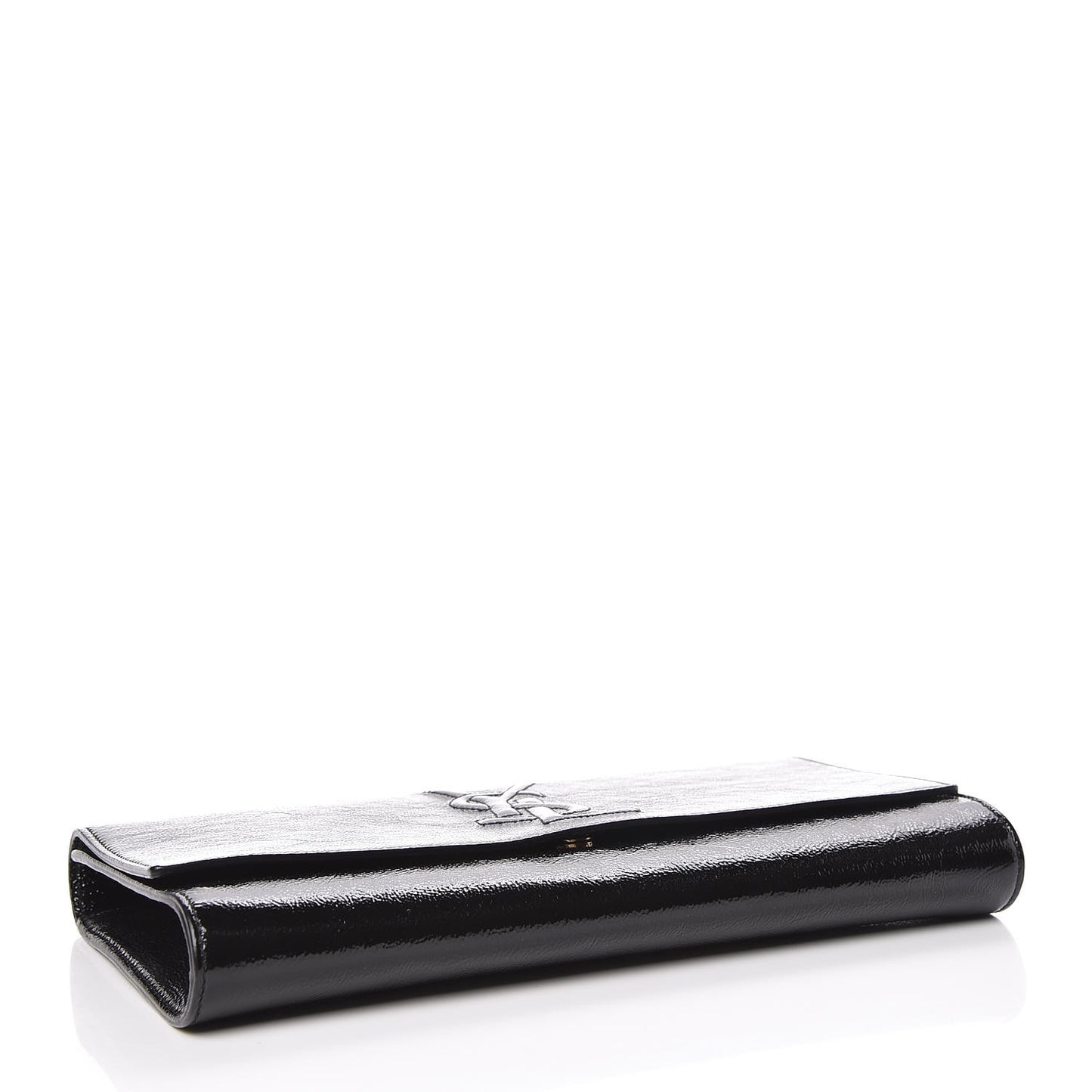Textured Patent Monogram Large Belle De Jour Clutch Black