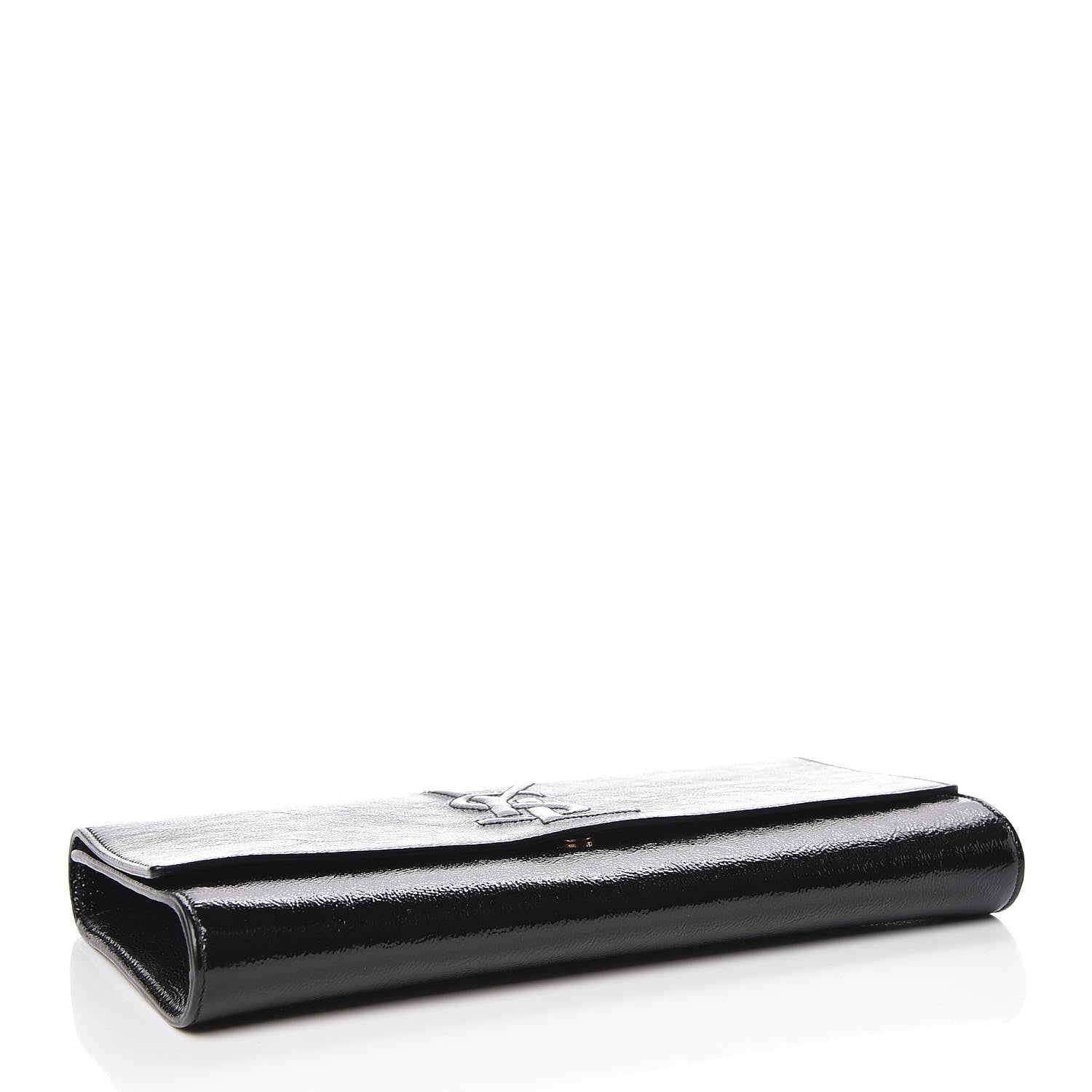 Saint Laurent Textured Patent Monogram Large Belle De Jour Clutch Black 4 of 9