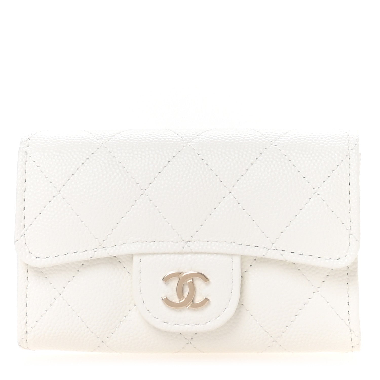 Chanel Caviar Quilted Flap Card Holder Wallet White 1 of 8