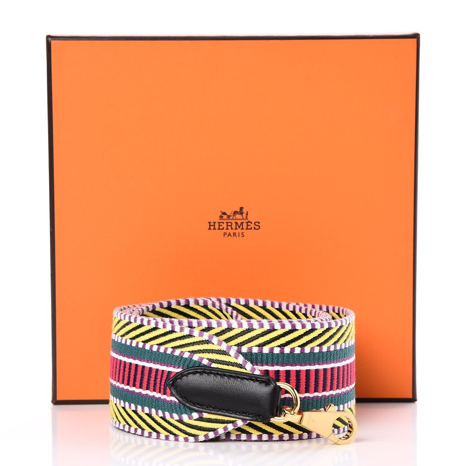 Hermes Toile Swift 50mm Sangle Cavale Shoulder Strap Multicolor Noir 5 of 5