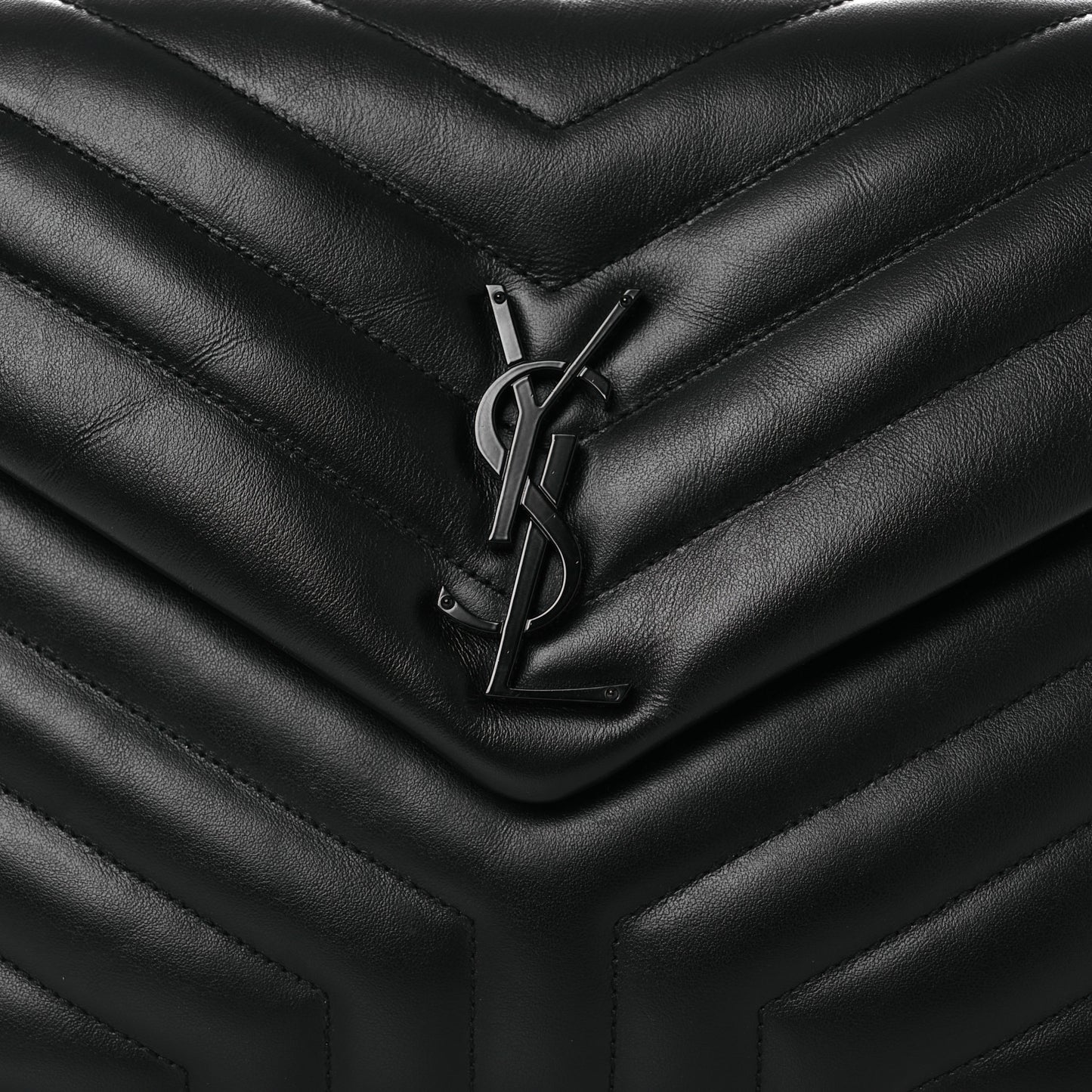Calfskin Y Quilted Monogram Monochrome Medium Loulou Chain Satchel Black