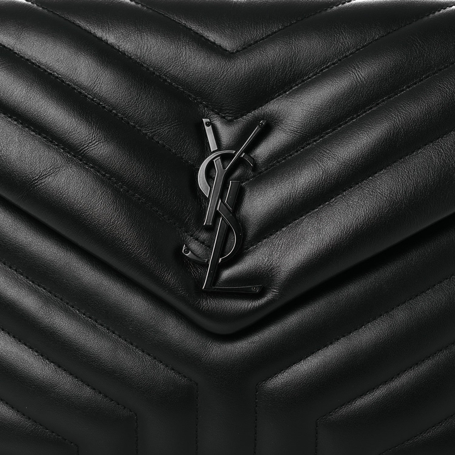 Saint Laurent Calfskin Y Quilted Monogram Monochrome Medium Loulou Chain Satchel Black 8 of 12