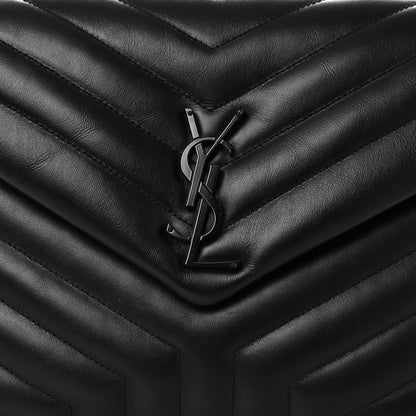 Saint Laurent Calfskin Y Quilted Monogram Monochrome Medium Loulou Chain Satchel Black 8 of 12