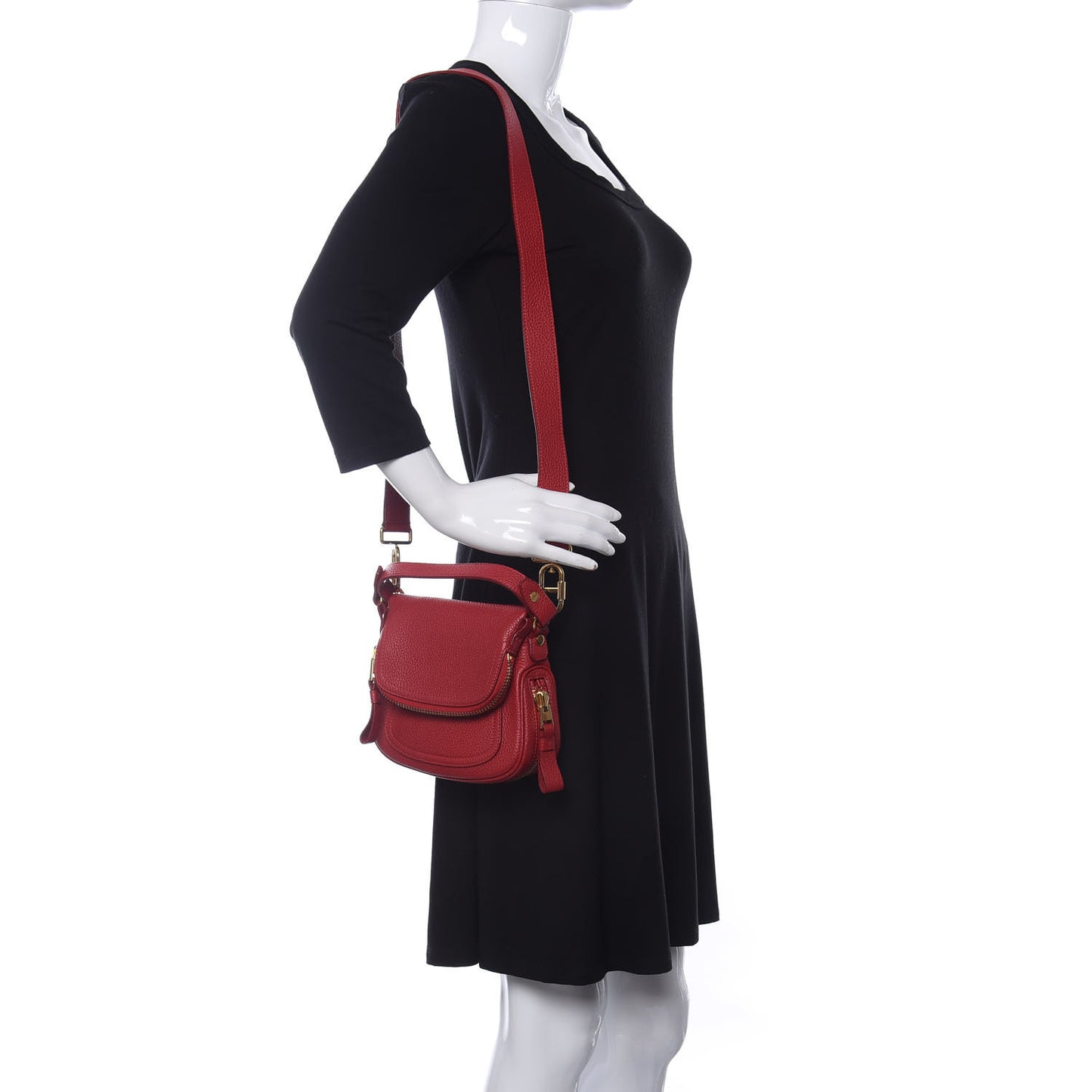 Calfskin Mini Jennifer Crossbody Bag Flame Red