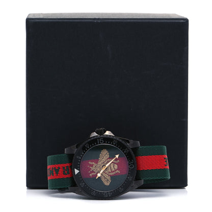 Gucci Stainless Steel Nylon 45mm Le Marche Des Merveilles Bee Quartz Watch Green 6 of 6