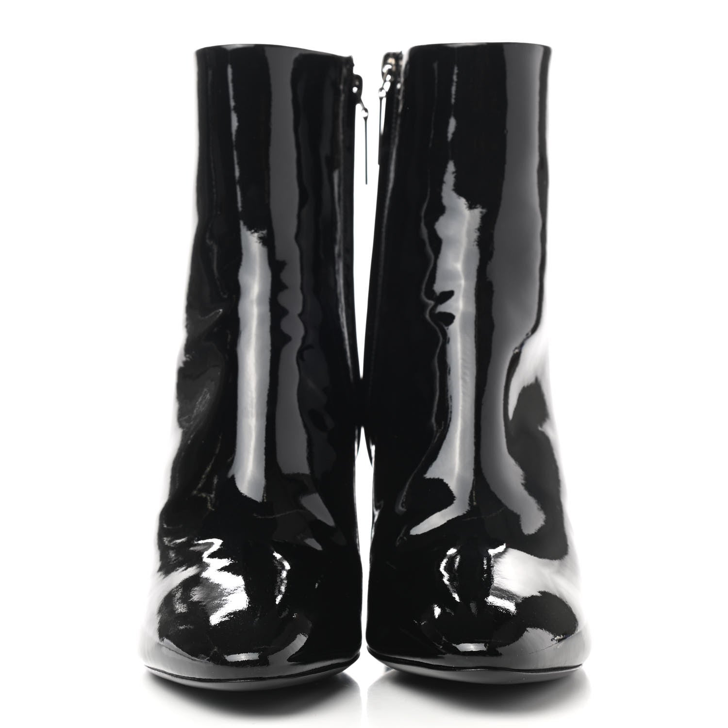Saint Laurent Patent Loulou Ankle Zip Boot 37.5 Black 2 of 10