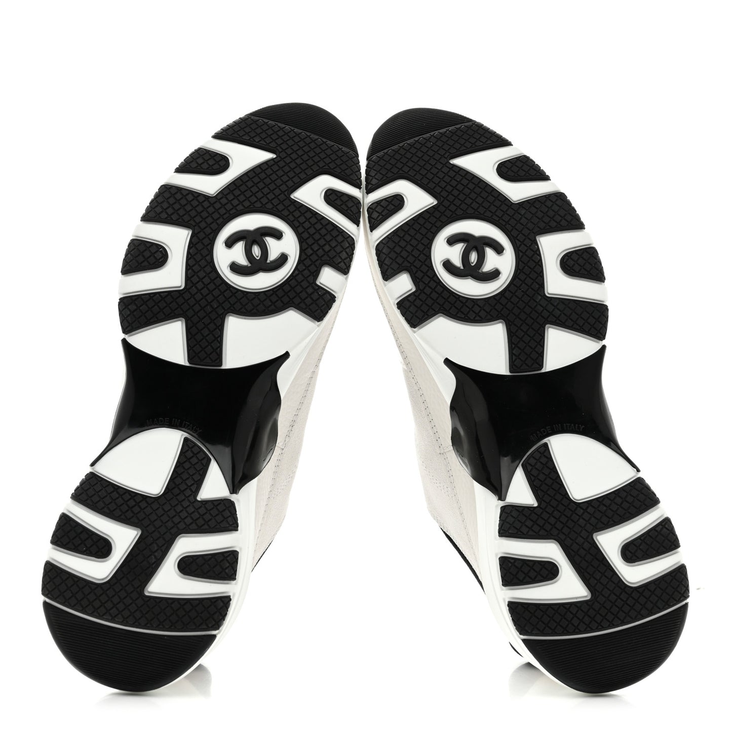 Suede Calfskin Grosgrain Womens CC Sneakers 39.5 White Black
