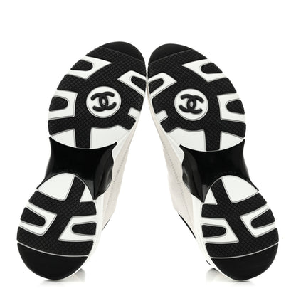 Chanel Suede Calfskin Grosgrain Womens CC Sneakers 39.5 White Black 6 of 11