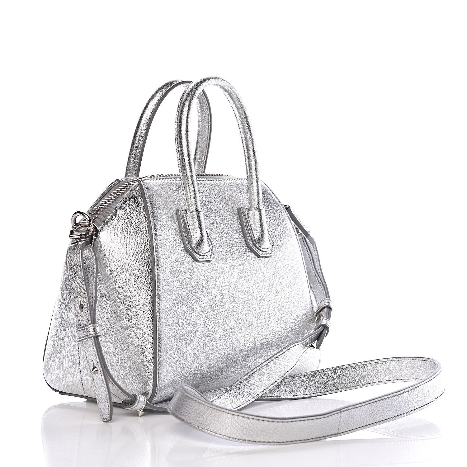 Givenchy Metallic Sugar Goatskin Mini Antigona Silver 3 of 11