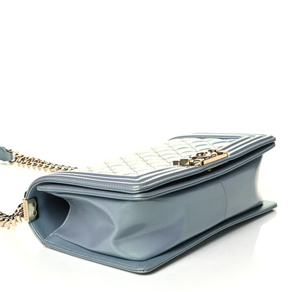 Chanel Iridescent Patent Calfskin Quilted Medium Boy Flap Light Blue 3 of 7