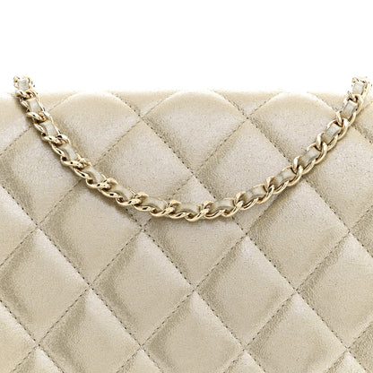 Chanel Iridescent Calfskin Quilted Clutch With Chain Flap Light Gold 8 of 10