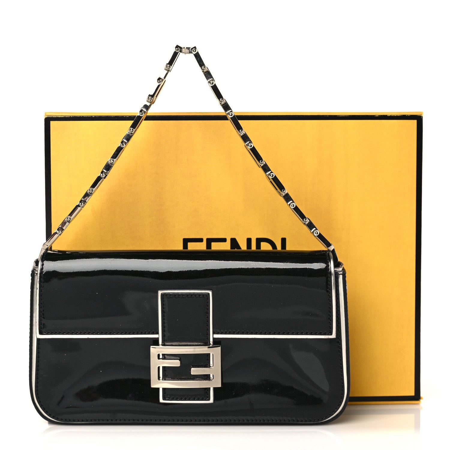 Fendi Vernice Chain Handle Baguette Black 12 of 12