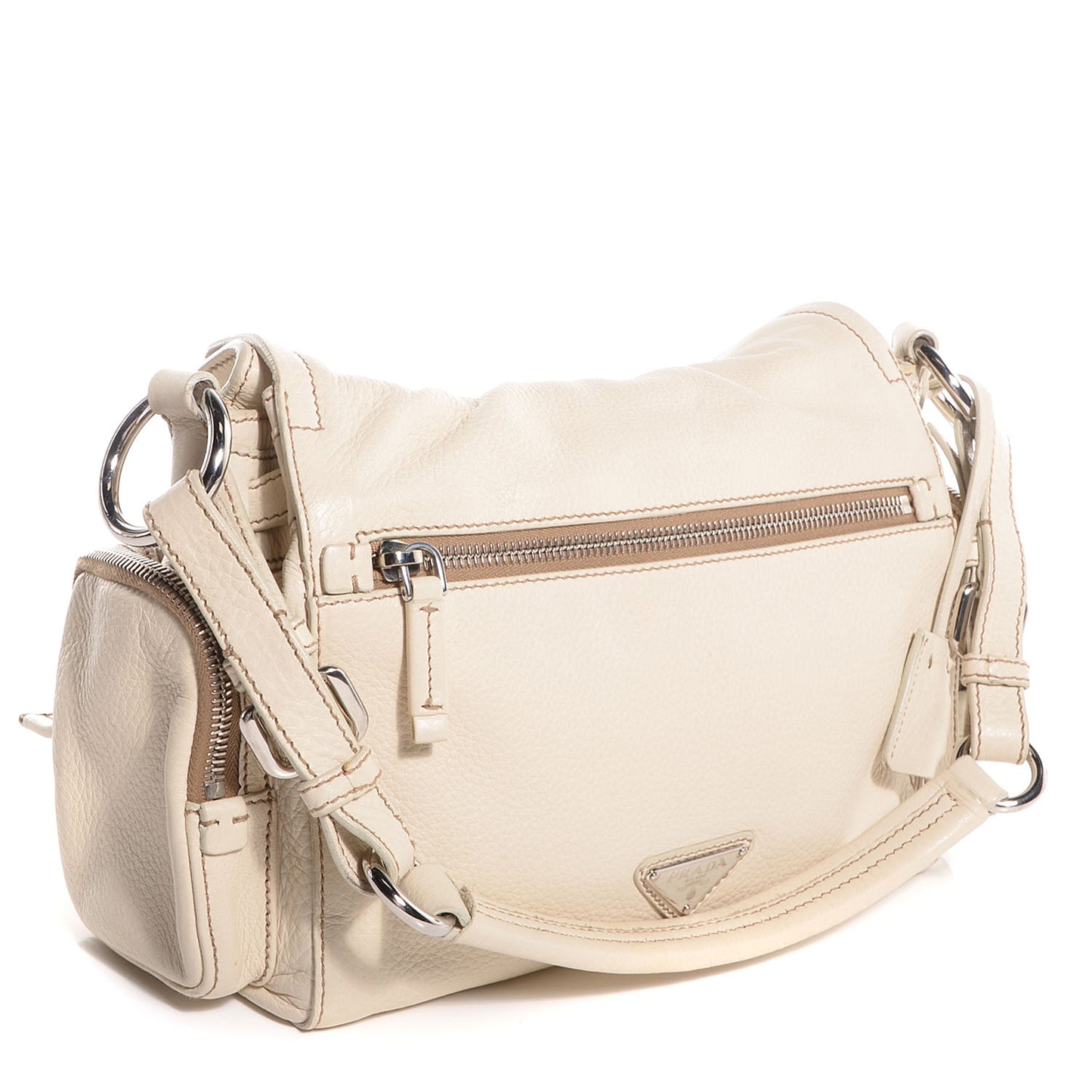 Vitello Daino Pushlock Flap Shoulder Bag Cera