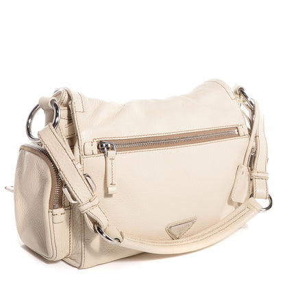 Prada Vitello Daino Pushlock Flap Shoulder Bag Cera 3 of 8