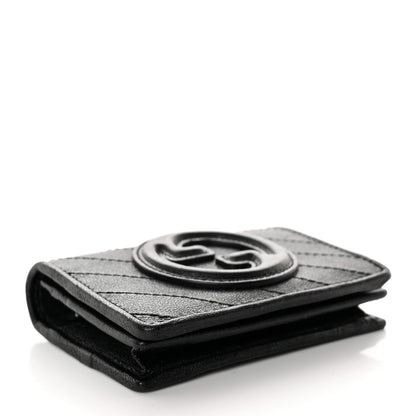 Gucci Sakai Be Green Calfskin Diagonal Stitched Blondie Card Case Wallet Black 4 of 10