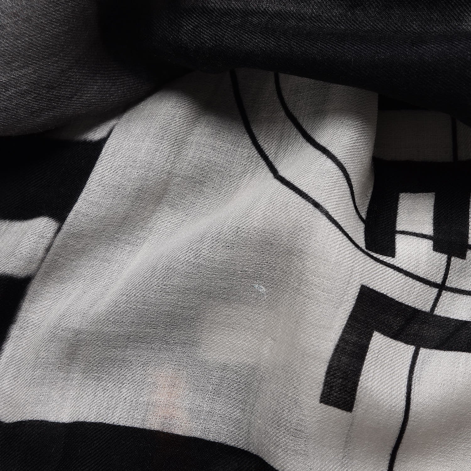 Chanel Cashmere CC Scarf Black White 8 of 10