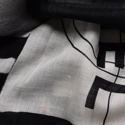 Chanel Cashmere CC Scarf Black White 8 of 10