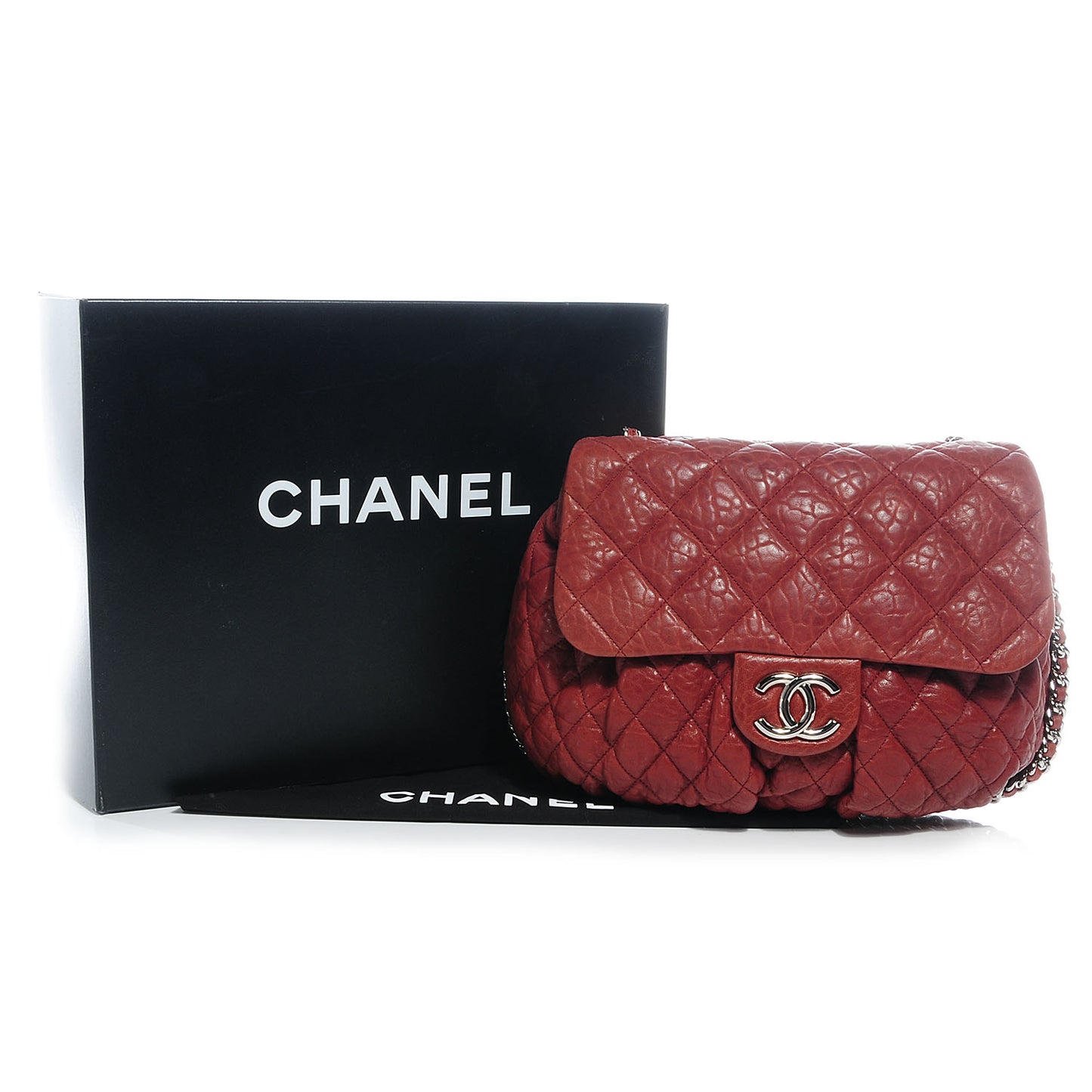 Washed Lambskin Chain Around Large Messenger Bag Burgundy