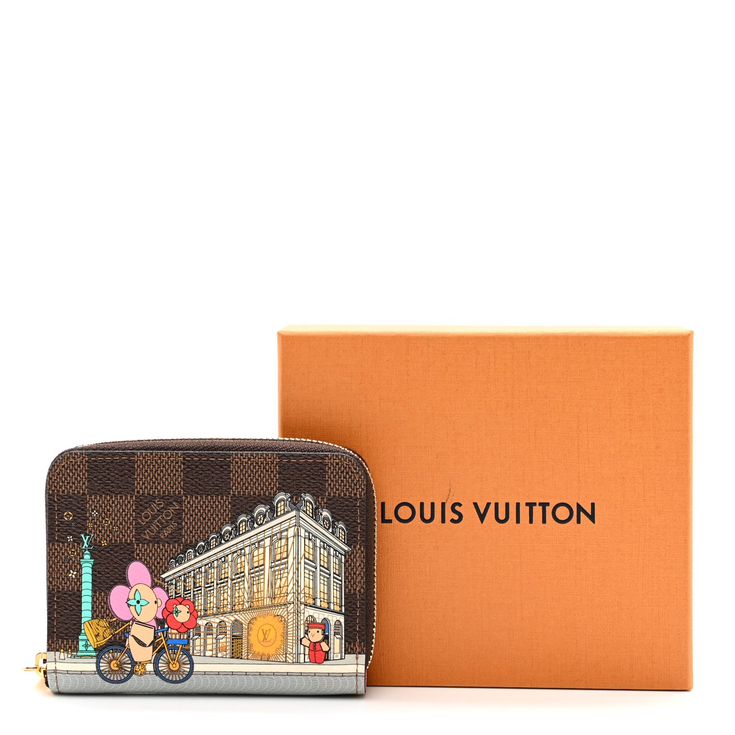 Damier Ebene 2022 Christmas Animation Paris Zippy Coin Purse Pink