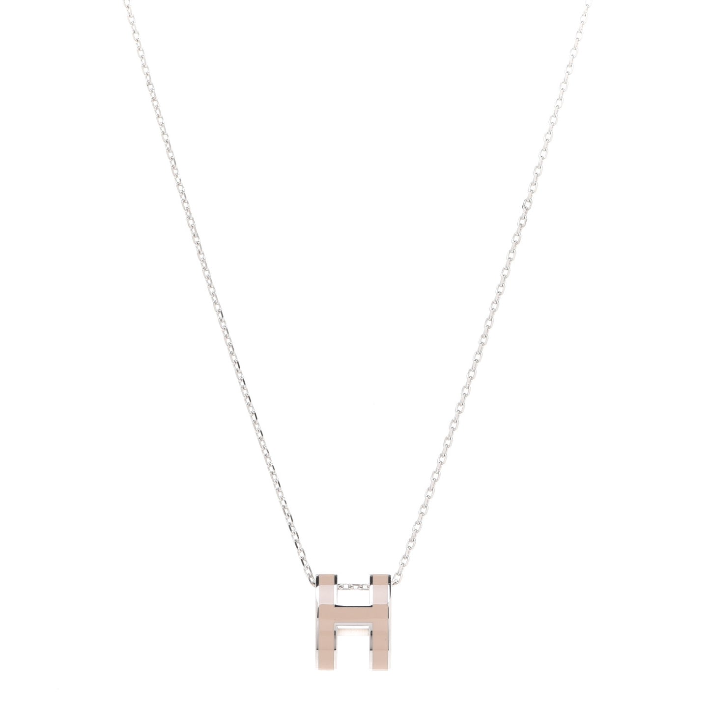 Lacquered Palladium Pop H Pendant Necklace Rose Sakura