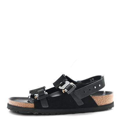 Christian Dior X BIRKENSTOCK Felted Wool Nubuck Calfskin Milano Sandal 39 Black 1 of 9