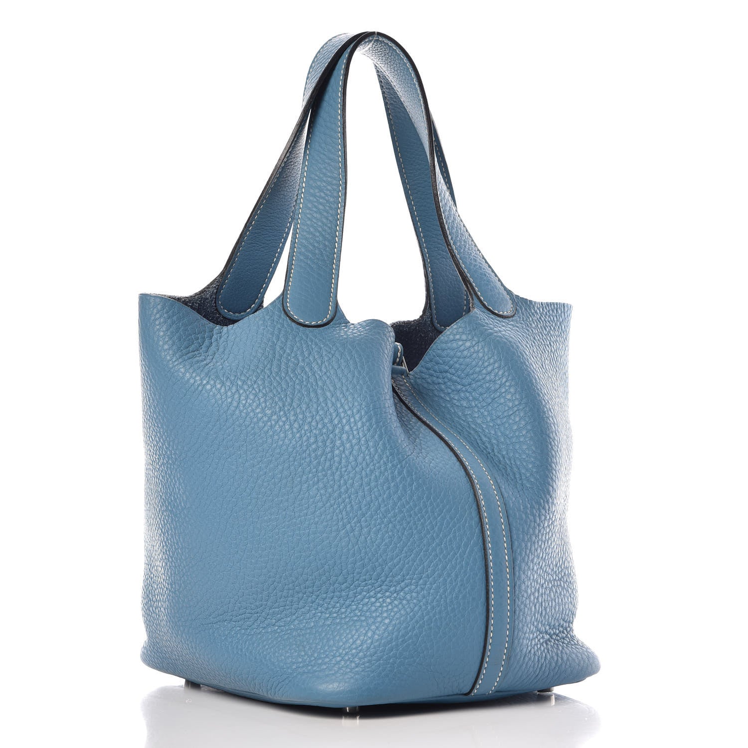 Hermes Taurillon Clemence Picotin 22 MM Blue Jean 3 of 13