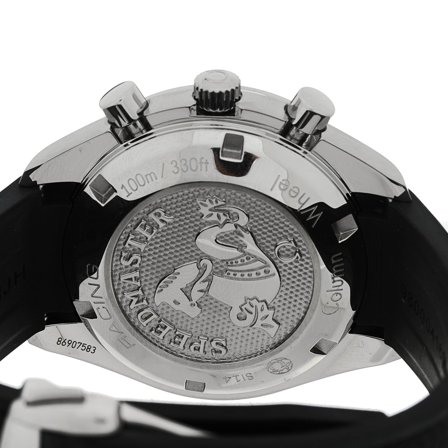 Stainless Steel Rubber 40mm Speedmaster Racing Co-Axial Chronograph Automatic Watch White 326.30.40.50.02.001